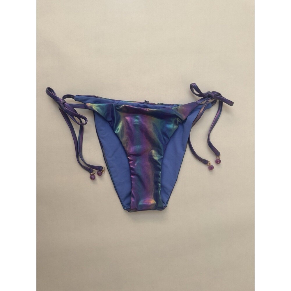 NWT‎ Isabella Rose Blue Purple Iridescent Metallic Tie Side Bikini Bottom Small